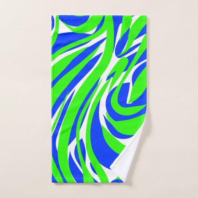 Abstrakter blau-grüner Swirl Badhandtuch Set (Handtuch)