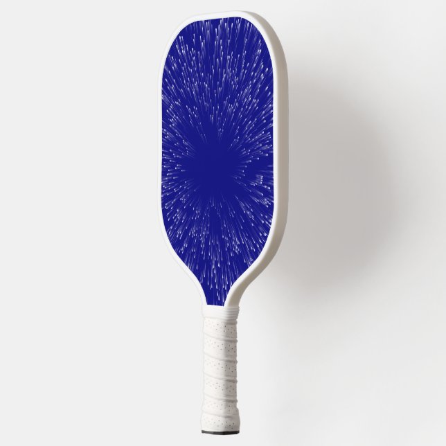 Abstrakter blau-weißer Blitz Pickleball Schläger (Links)