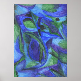 ABSTRAKTER BLAUE-Druck Poster