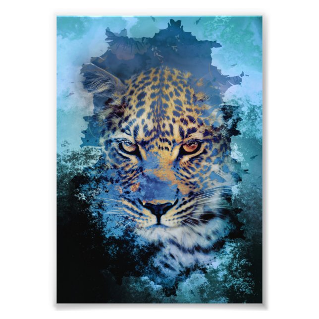 Abstrakter Blaueisleopard Fotodruck (Vorne)