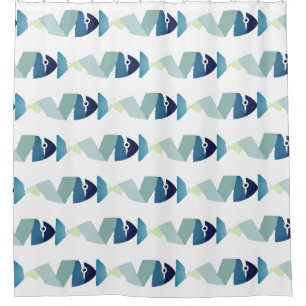 Abstrakter Blauer Fisch Duschvorhang