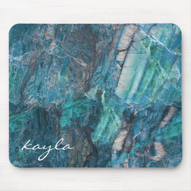 Abstrakter Blauer Himmel mit Monogramm Mousepad (Vorne)