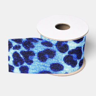 Abstrakter blauer Hipstercheetah-Tierdruck Ripsband