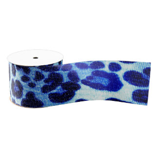 Abstrakter blauer Hipstercheetah-Tierdruck Ripsband