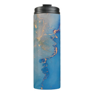 Abstrakter blauer Marmor mit Glitzer Thermosbecher