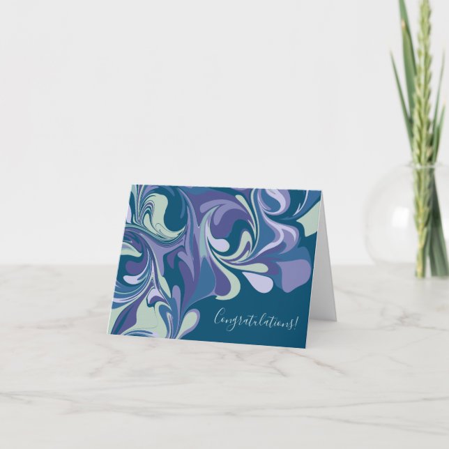 Abstrakter blauer Marmor Swirl Stilvoll Personalis Karte (Vorderseite)