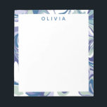 Abstrakter blauer Marmor Swirl Stilvoll Personalis Notizblock<br><div class="desc">Ein lustiges abstrakt marmorierendes Wirbel Grafikdesign in einer farbenfrohen Farbpalette aus weichem Minzgrün,  Perwinkle,  Blau und lila,  personalisiert mit Ihrem Namen oder Wort der Wahl.</div>