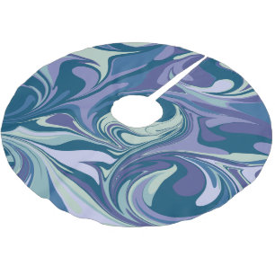 Abstrakter blauer Marmor Swirl Stilvoll Personalis Polyester Weihnachtsbaumdecke