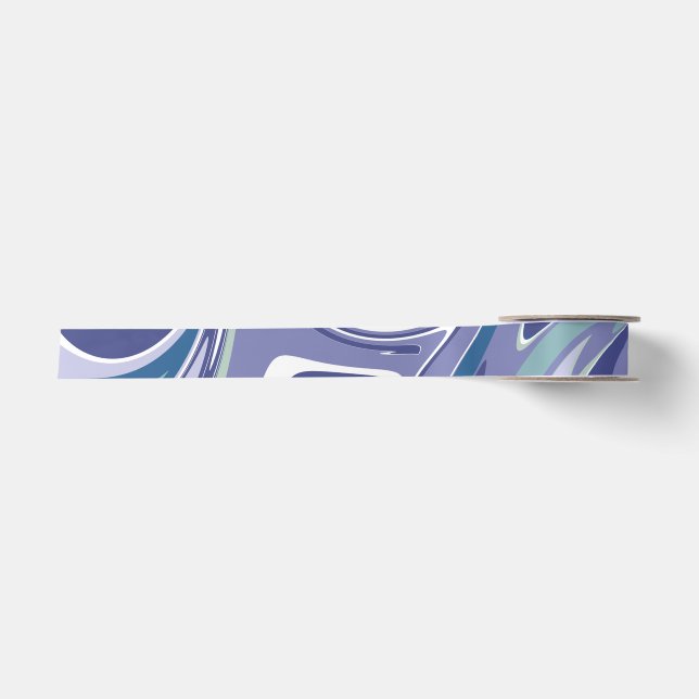 Abstrakter blauer Marmor Swirl Stilvoll Personalis Satinband (Vorderseite)