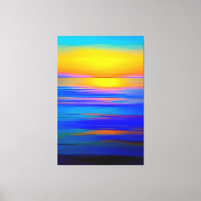 Abstrakter Blauer Ozean Sonnenuntergang Einfache A Leinwanddruck (Vorderseite)