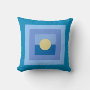 Abstrakter blauer Quadrat der Moderne Gelber Kreis Kissen