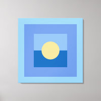 Abstrakter blauer Quadrat der Moderne Gelber Kreis