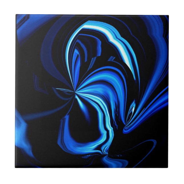 Abstrakter blauer Schmetterling Fliese (Vorderseite)