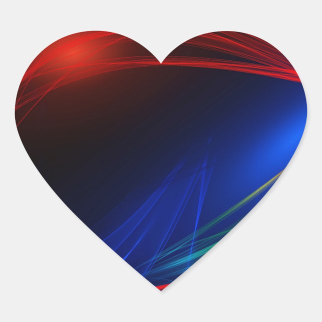 Abstrakter blauer und grüner Swirl-Effekt Herz-Aufkleber (Vorderseite)