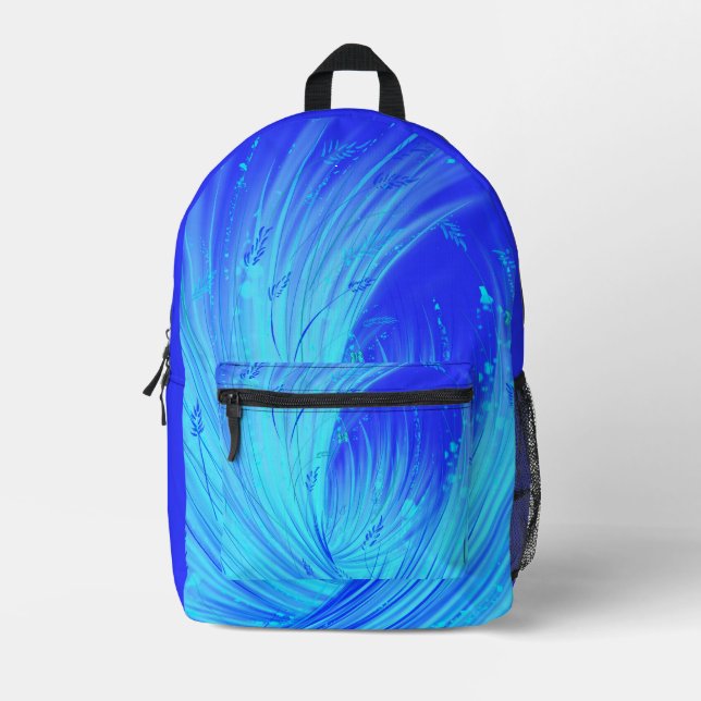 Abstrakter blauer verzauberter Garten Bedruckter Rucksack (Vorderseite)