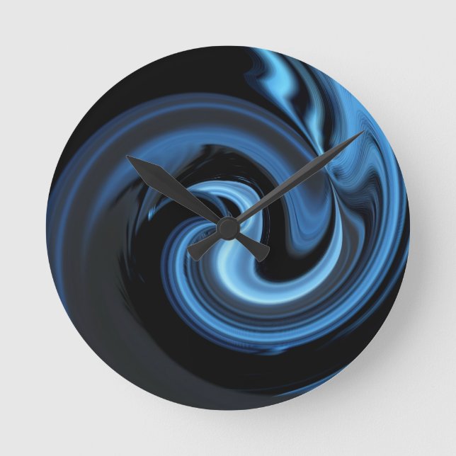 Abstrakter Blauer Vogel *personalisieren* Runde Wanduhr (Vorderseite)