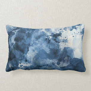 Abstrakter blauer Wasserfarbhintergrund Lendenkissen