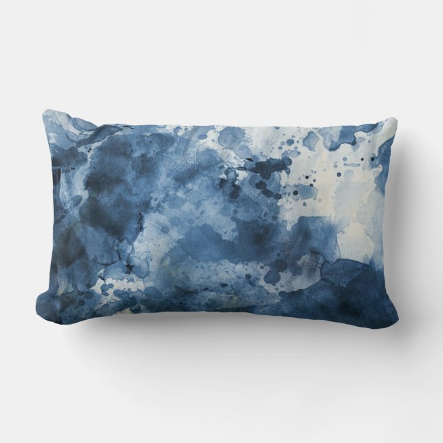 Abstrakter blauer Watercolorhintergrund Lendenkissen (Vorderseite)