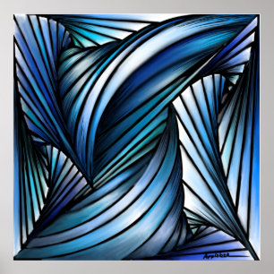 Abstrakter blauer Wellenprint Poster