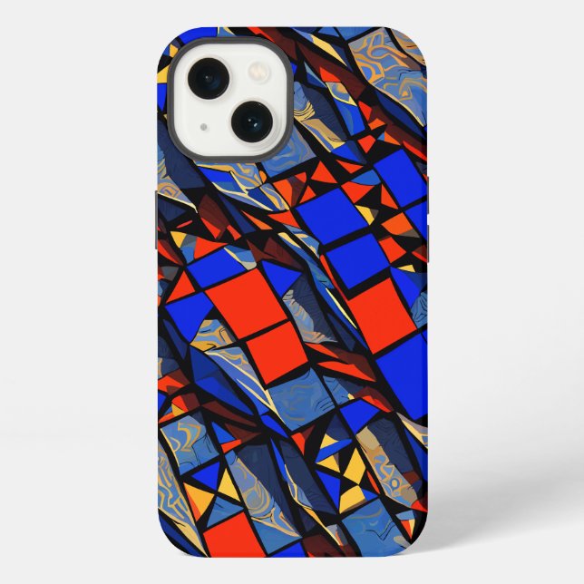 Abstrakter Bleiglas-Stil  iPhone Hülle (Rückseite)