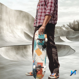 Abstrakter Blockpinselstrich - Minimalistische Kun Skateboard