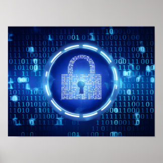Abstrakter Blue Binary Data Background Poster