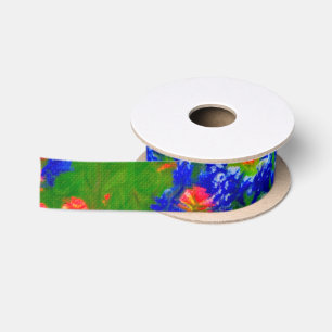 Abstrakter Bluebonnet Satinband