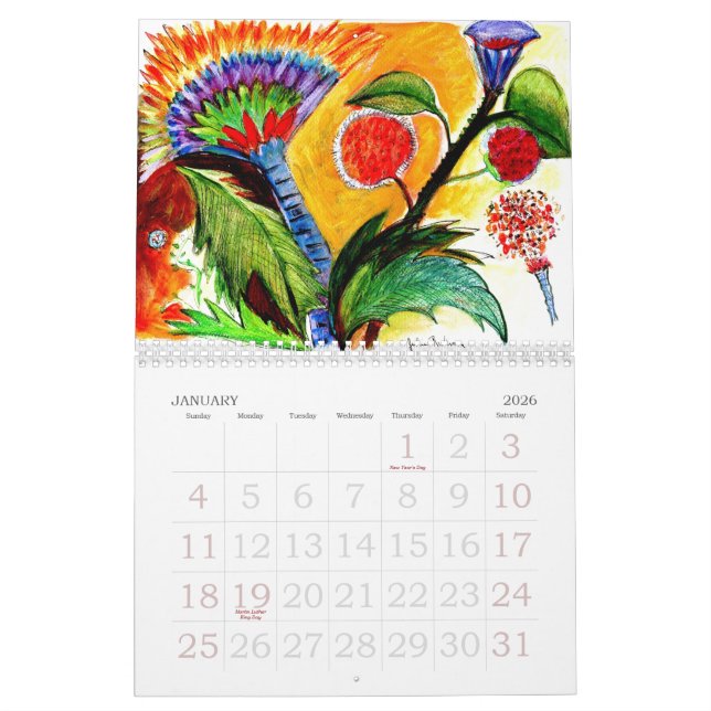 Abstrakter Blumen-Kalender Kalender (Jan 2026)