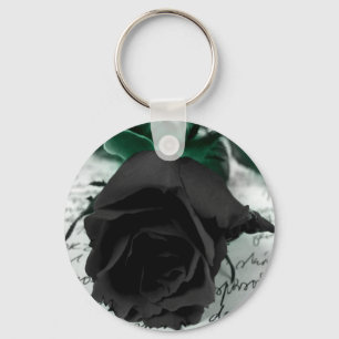 Abstrakter Blumen-Schwarz-Rosen-Buchstabe Schlüsselanhänger