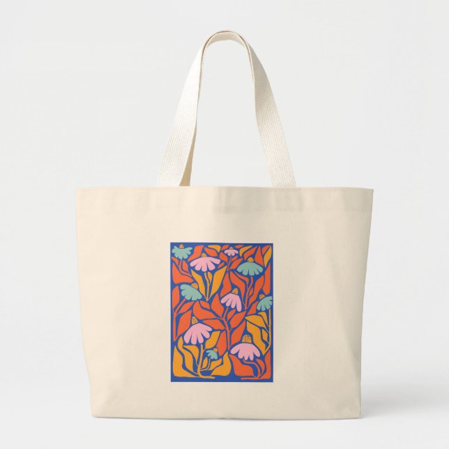 'Abstrakter Blumengarten' Moderne Kunst Jumbo Stoffbeutel (Vorne)