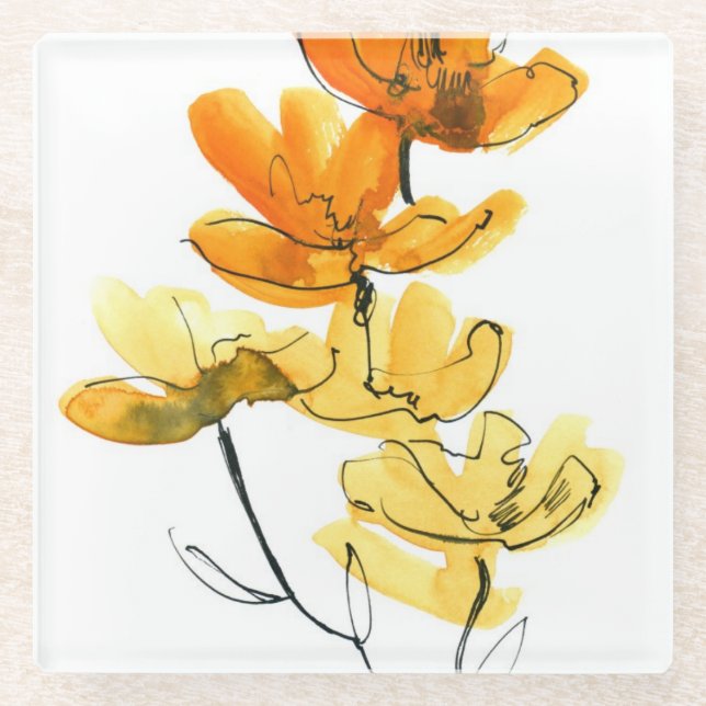 Abstrakter Blumenhintergrund Glasuntersetzer (Vorderseite)