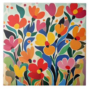 Abstrakter Blumenhintergrund, lebendig, Fliese