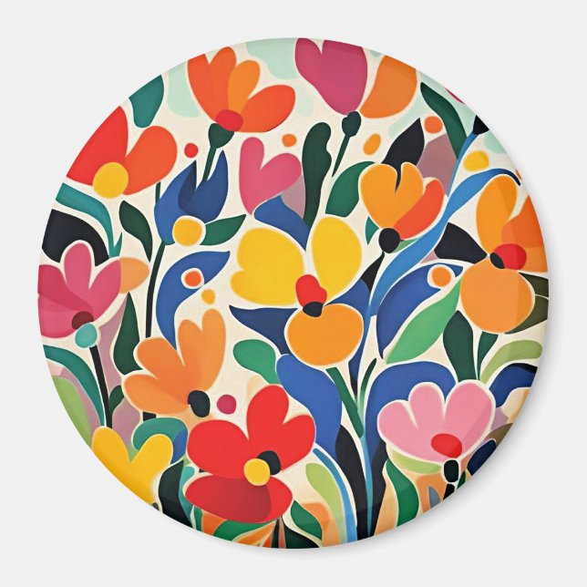 Abstrakter Blumenhintergrund, lebendig, Magnet (Vorne)
