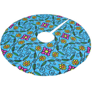 Abstrakter Blumenrock Polyester Weihnachtsbaumdecke