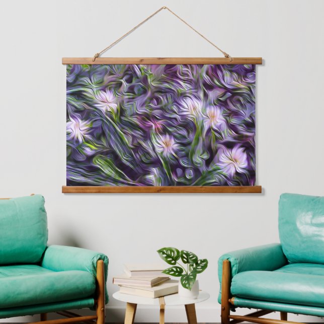 Abstrakter Blumenwald Wandteppich Mit Holzrahmen (Wohnzimmer)
