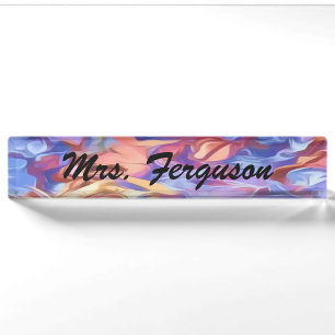 Abstrakter BlumenWatercolor personalisiert Namensplakette