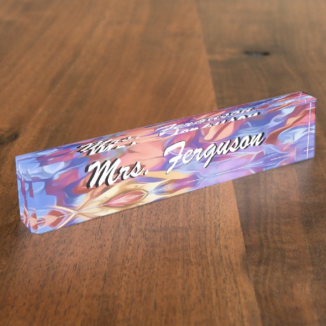 Abstrakter BlumenWatercolor personalisiert Namensplakette (Seite)