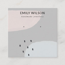 ABSTRAKTER BLUSH DUSKY BLUE STUD EARRING DISPLAY S QUADRATISCHE VISITENKARTE