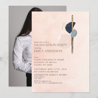 Abstrakter Blush Pink Gold Flute Foto Abschluss Einladung
