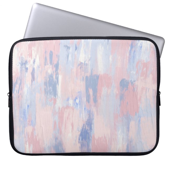 Abstrakter Blush und blaue Pinselstriche Laptopschutzhülle (Vorderseite)