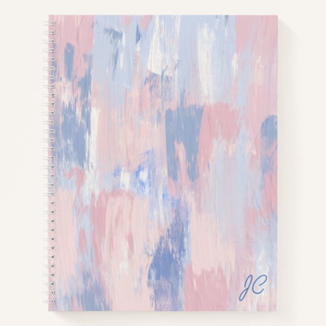 Abstrakter Blush und blaue Pinselstriche Notizbuch (Vorderseite)