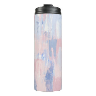 Abstrakter Blush und blaue Pinselstriche Thermosbecher