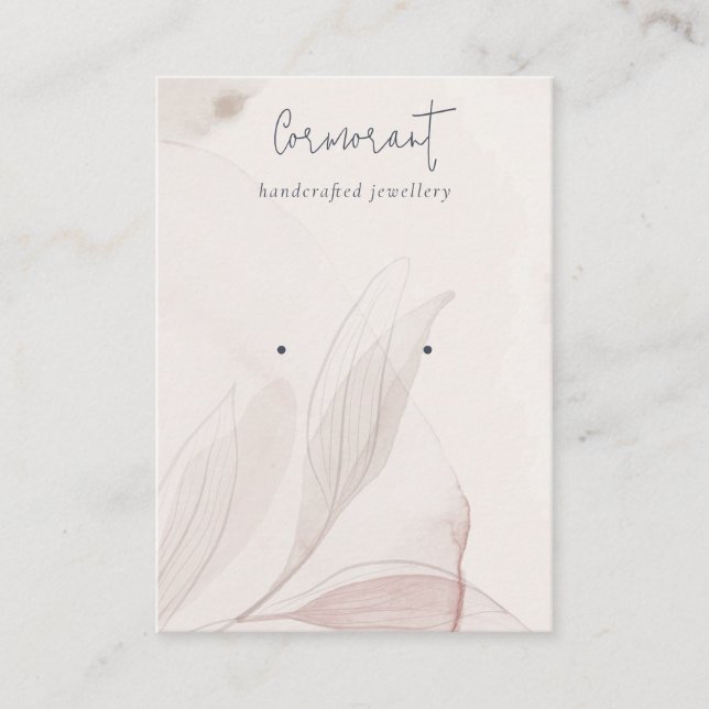Abstrakter Blush Watercolor Foliage Earring Holder Visitenkarte (Vorderseite)