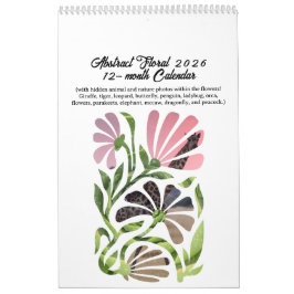 Abstrakter Boho-Botanik-Natur-Kalender 2026 12-Mon Kalender