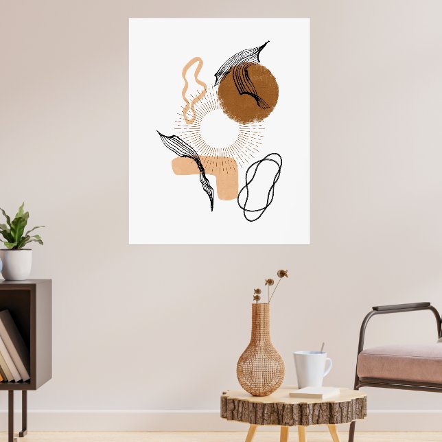 Abstrakter Boho-Linienkunst-Botanik-Wandkunstposte Poster (Wohnzimmer 3)