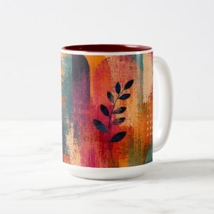 Abstrakter botanischer Akzentbecher Zweifarbige Tasse