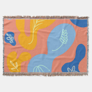 Abstrakter Botanischer Blobs Blauer Gelbwurzelschu Decke