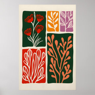 Abstrakter Botanischer Kunstprint Boho Floral Poster