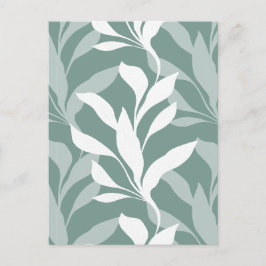 Abstrakter Botanischer Nebel-Teal-Blattwerk in der Postkarte