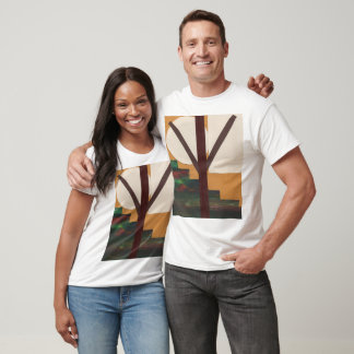 Abstrakter brauner Baum mit geometrischen Formen T-Shirt